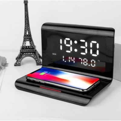 Brand New 3 IN 1 LED Wireless Charger Bedroom Alarm Clock Wireless Charging Pad Clock 10W Wireless Type-C Mobile Charger